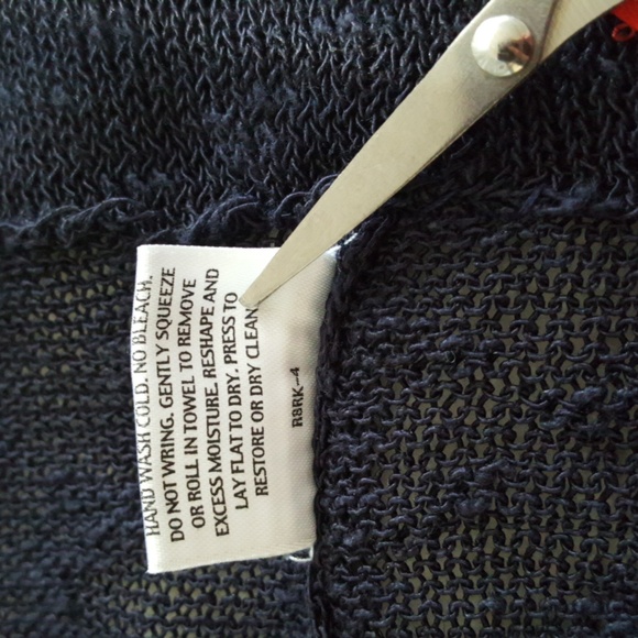 Navy Eileen Fisher Textured Linen Knit Blend Open Front Midi Cardigan Size 2X - Picture 6 of 14